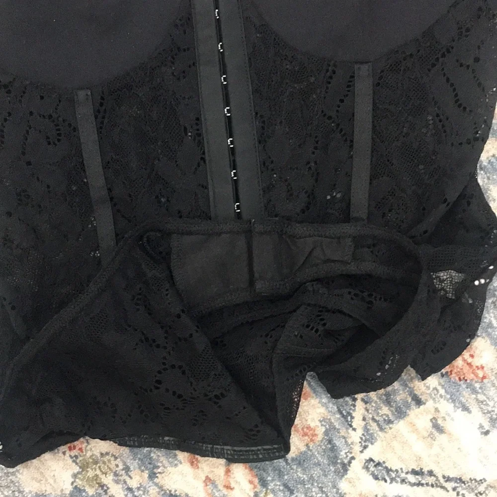 Free People Lace Night Rhythm Bodysuit in Black